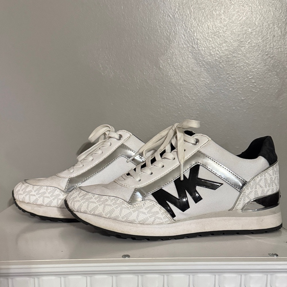 Michael Kors White and Silver Athletic Shoes